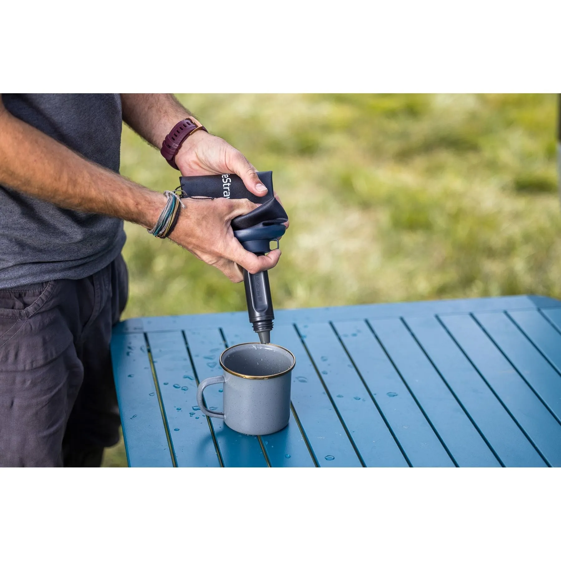 LifeStraw Peak Series 1L Squeeze Bottle - Mountain Blue