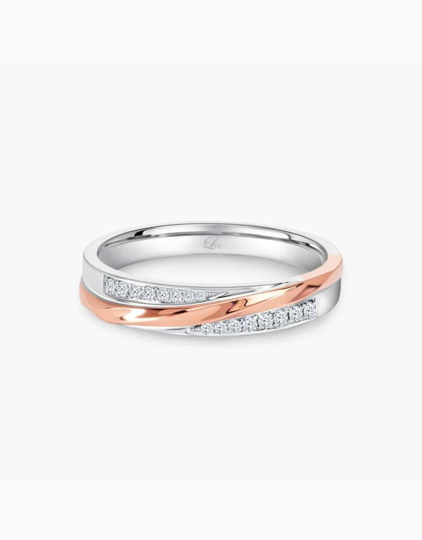 LVC Desirio Allure Wedding Band in White and Rose Gold with Brilliant Diamonds