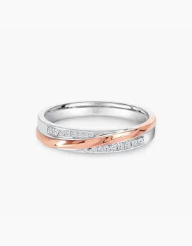 LVC Desirio Allure Wedding Band in White and Rose Gold with Brilliant Diamonds