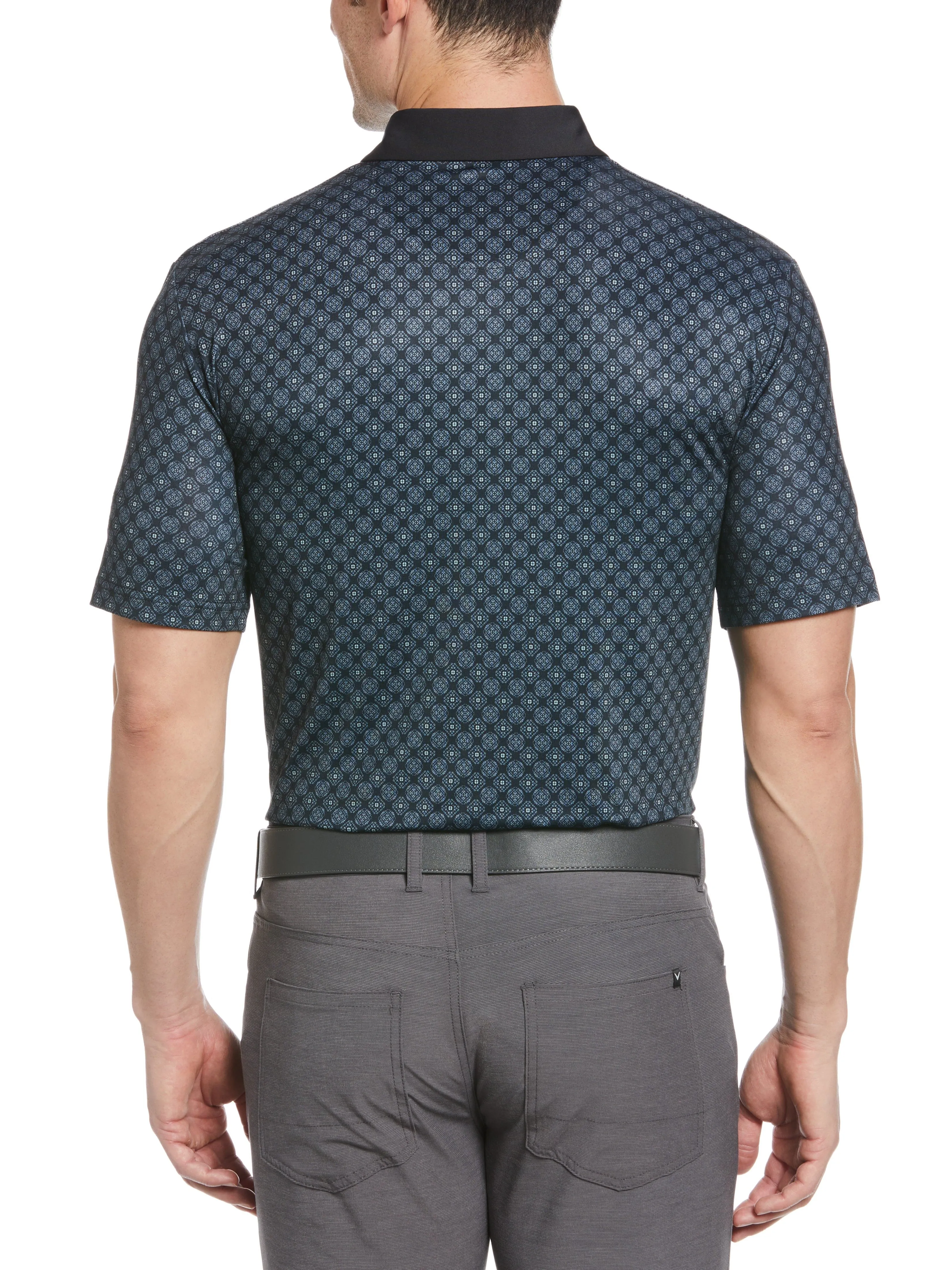 Mens All Over Circular Geo Print Polo