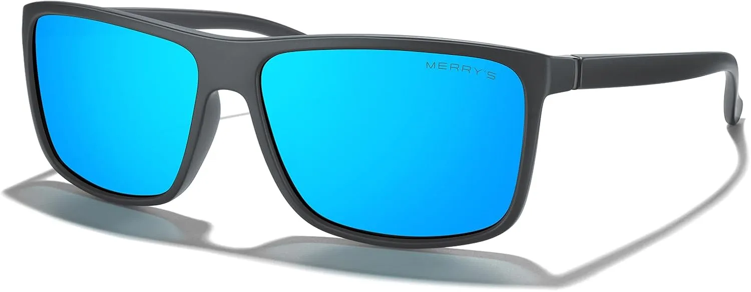 MERRY'S Rectangular Polarized Sports Sunglasses for Men Women Cycling Driving Fishing UV400 Protection S8225