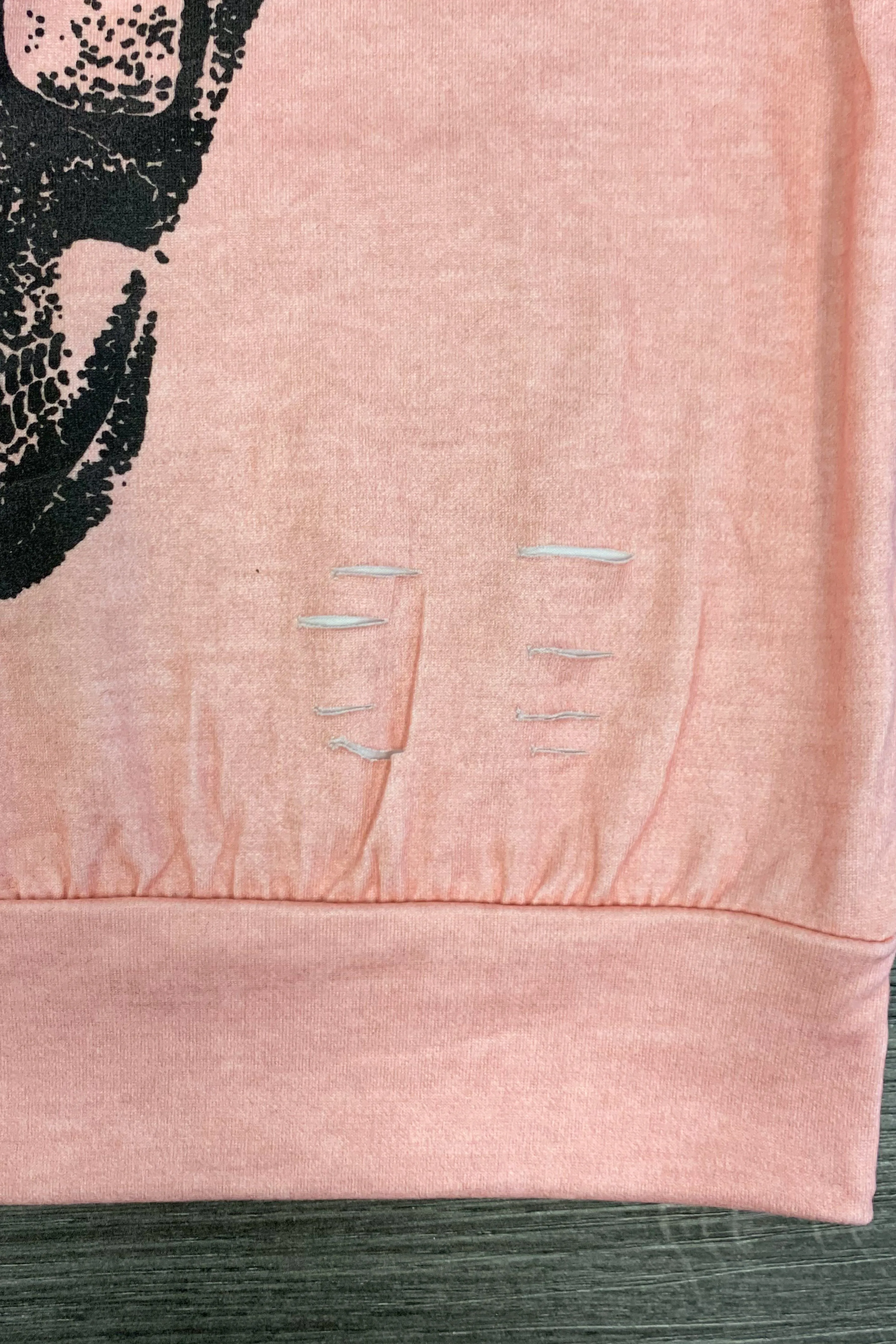 Mom & Me - Light Pink Skull Distressed Top