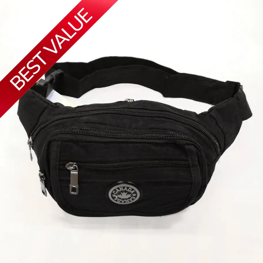 Nylon Waist Pouch with Adjustable Strap and 5 separate pockets