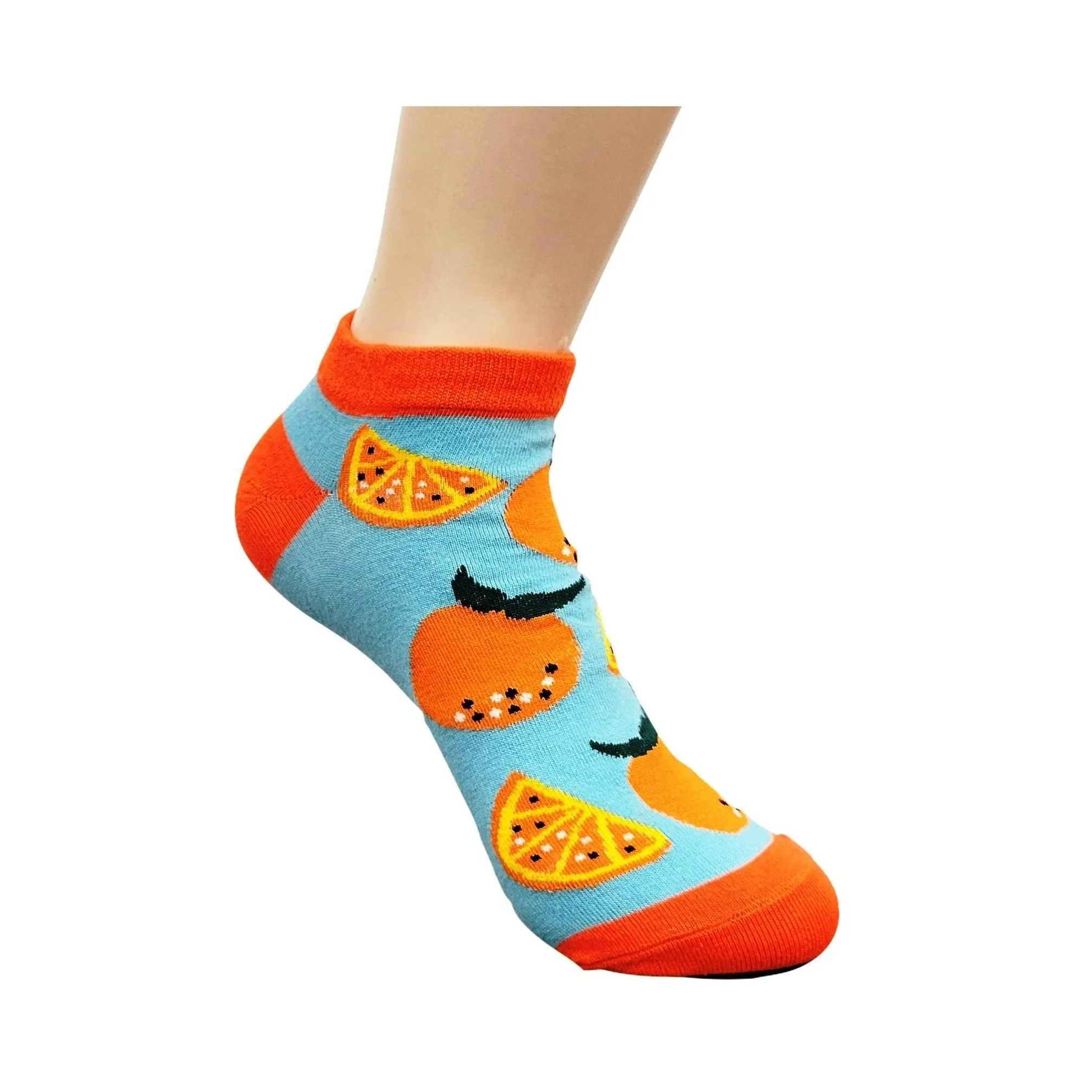 Orange Slice Patterned Ankle Socks (Adult Medium - Women's Shoe Sizes 5-10)