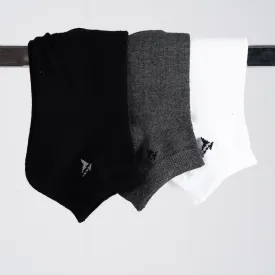 Pack of 3 Mix Color Ankle Socks (Grey, Black and White)