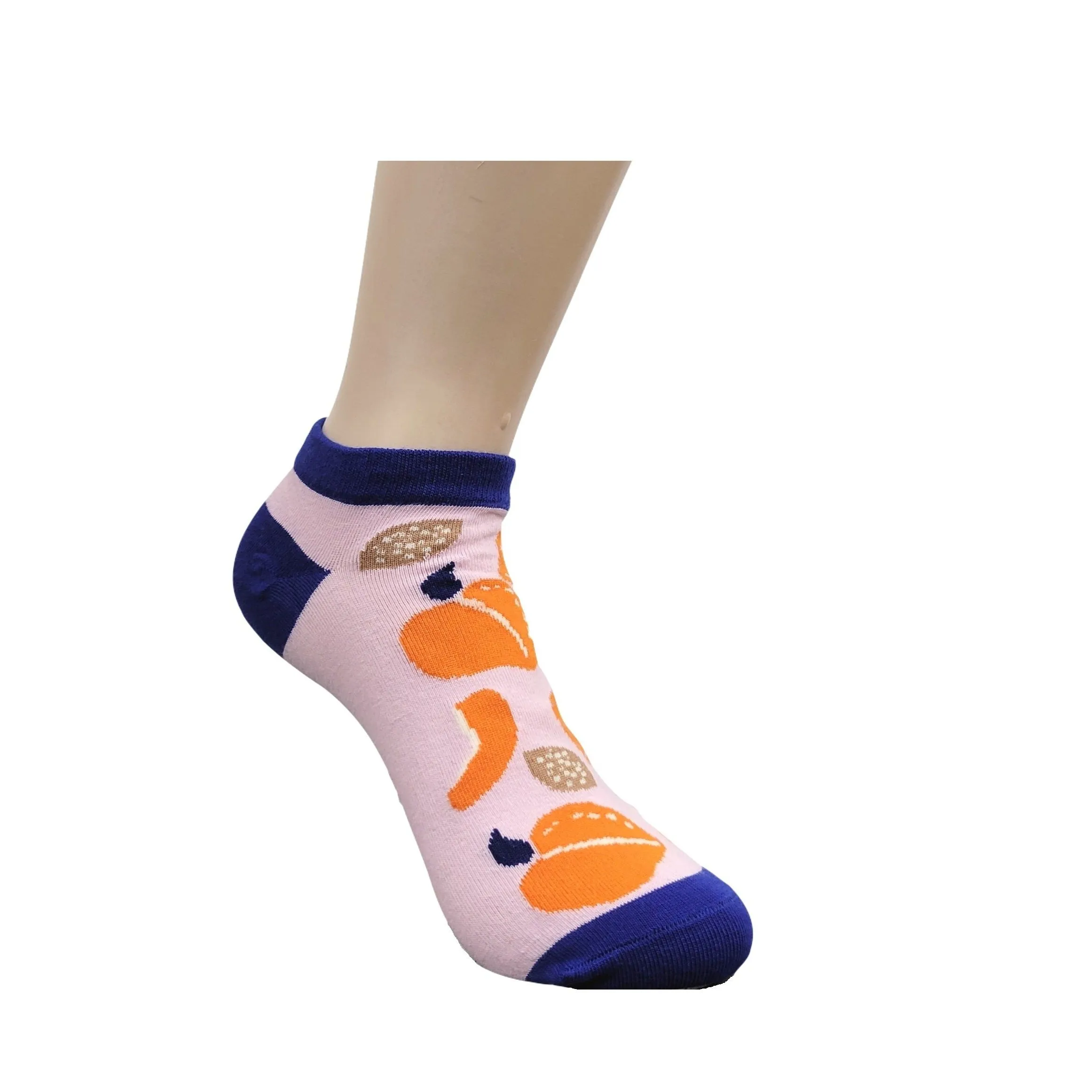 Peach Patterned Ankle Socks (Adult Medium - Women's Shoe Sizes 5-10)