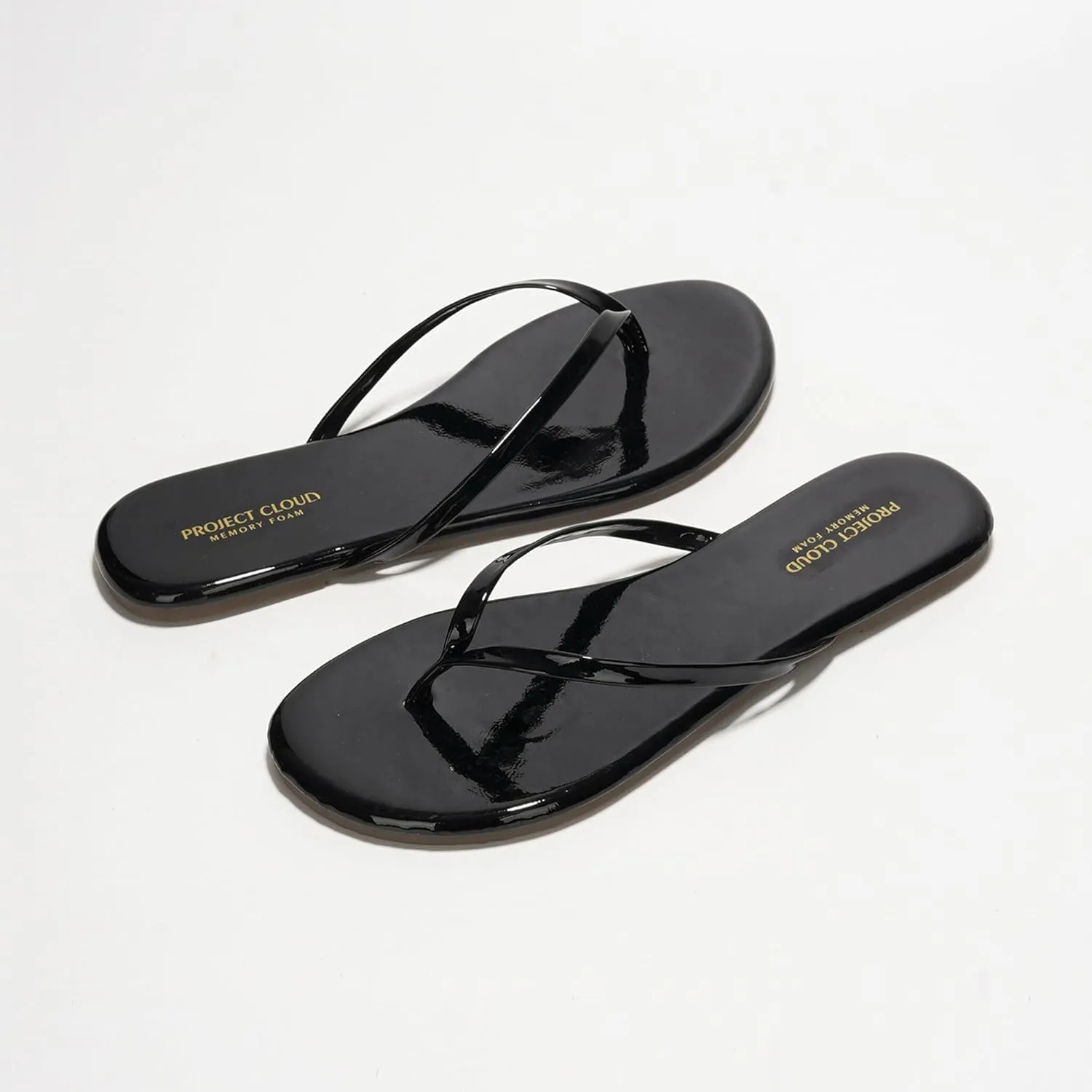 Project Cloud Flip Flops for Women - Memory Foam Flats Summer Sandals for Women 2025 - Vegan Leather Lightweight Womens Sandals Summer Beach Essentials Slides