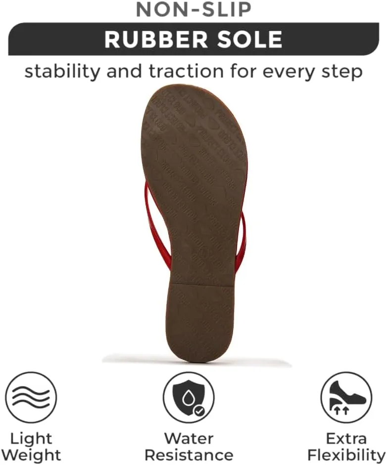 Project Cloud Flip Flops for Women - Memory Foam Flats Summer Sandals for Women 2025 - Vegan Leather Lightweight Womens Sandals Summer Beach Essentials Slides