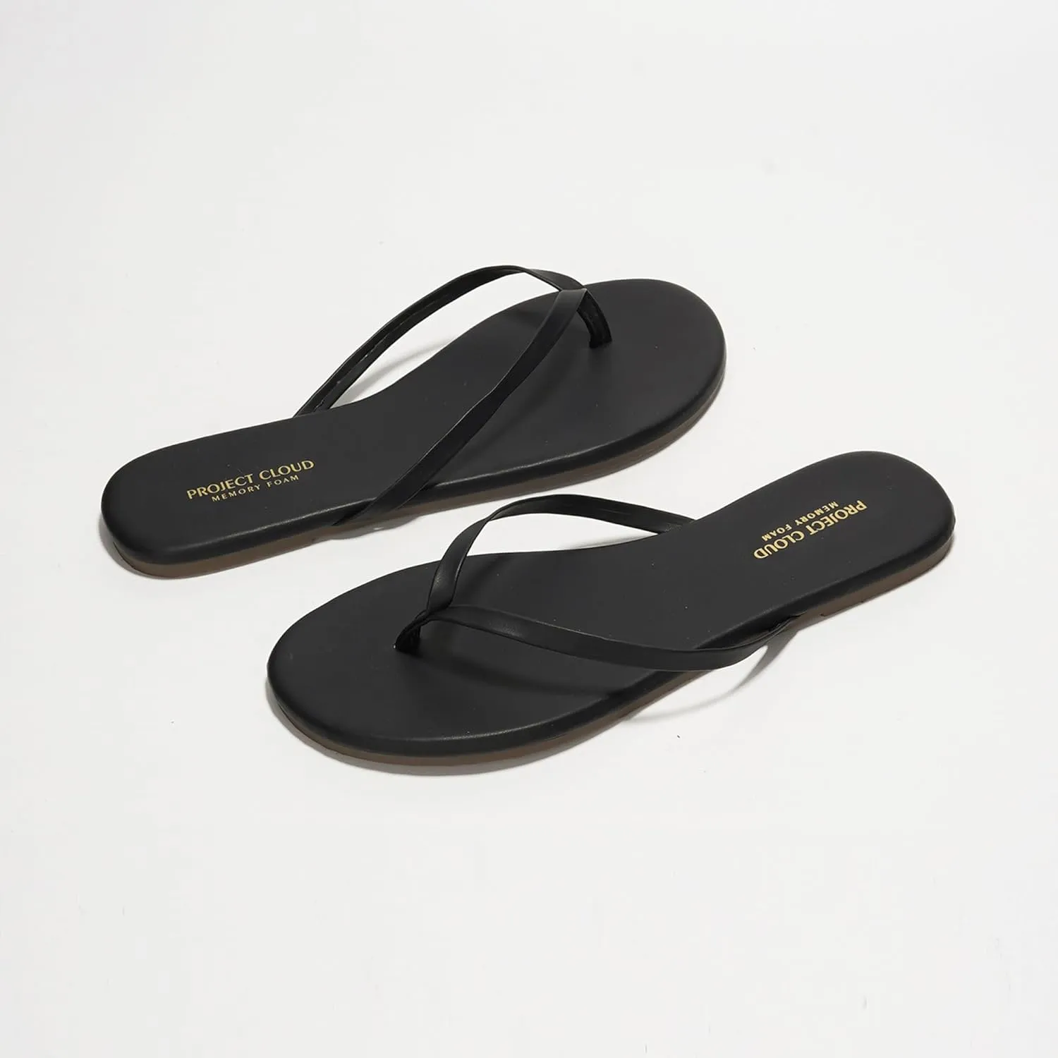 Project Cloud Flip Flops for Women - Memory Foam Flats Summer Sandals for Women 2025 - Vegan Leather Lightweight Womens Sandals Summer Beach Essentials Slides