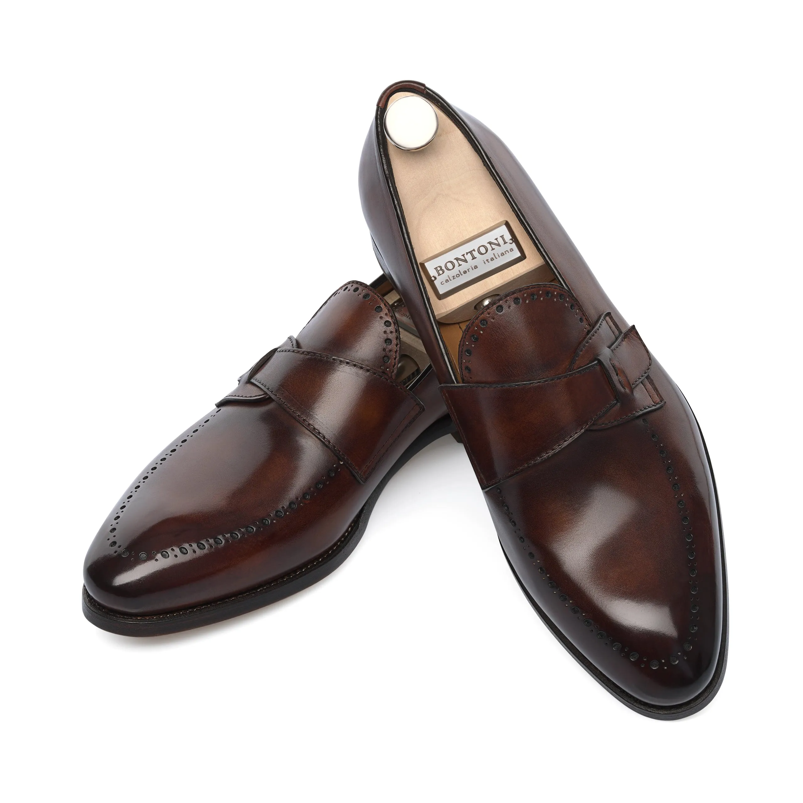"Stiloso" Loafer in Legno Scuro with a Strap Detail