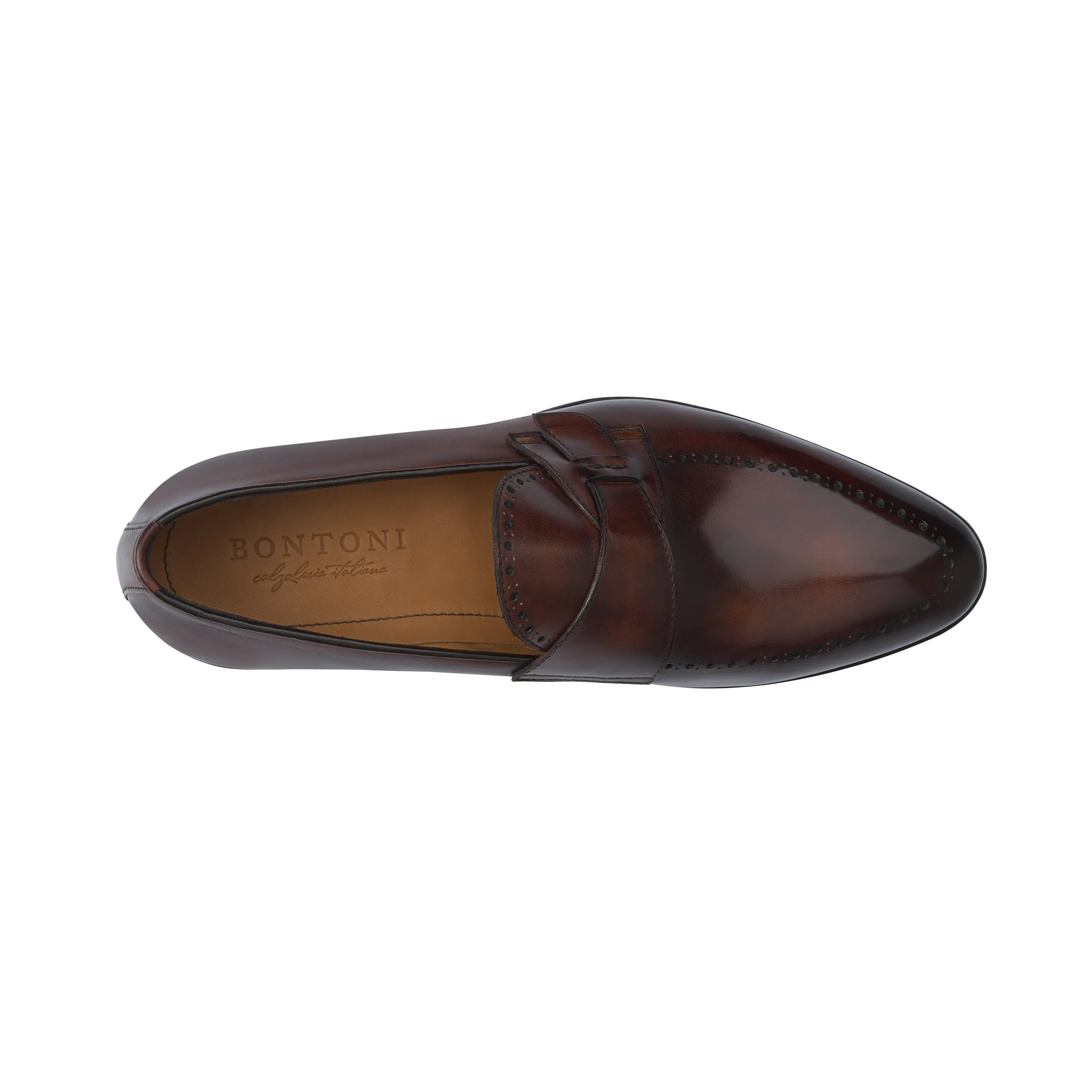 "Stiloso" Loafer in Legno Scuro with a Strap Detail