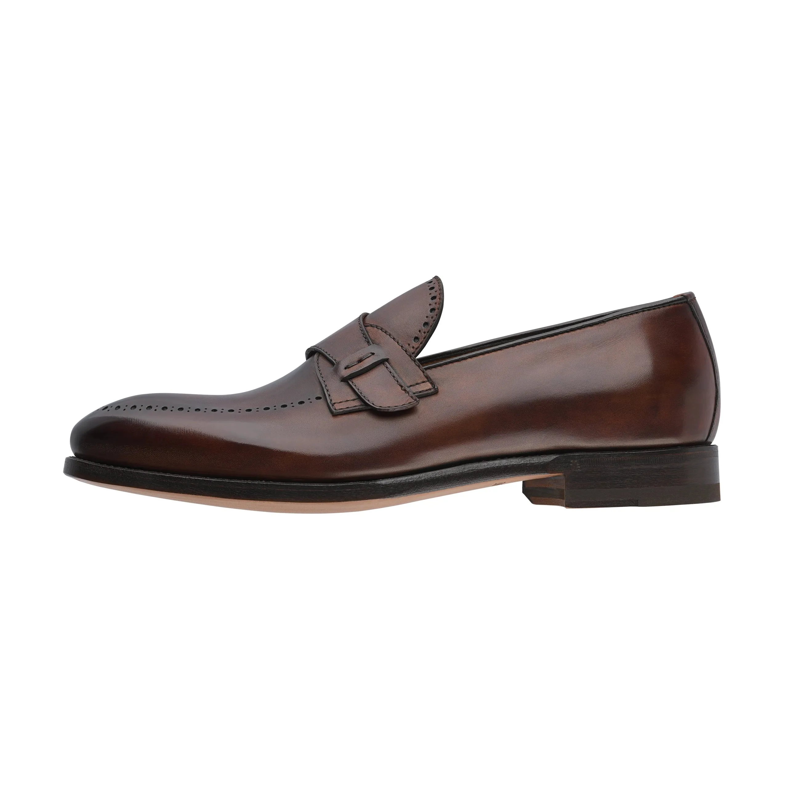 "Stiloso" Loafer in Legno Scuro with a Strap Detail