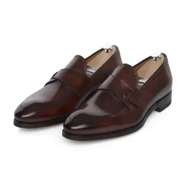 "Stiloso" Loafer in Legno Scuro with a Strap Detail