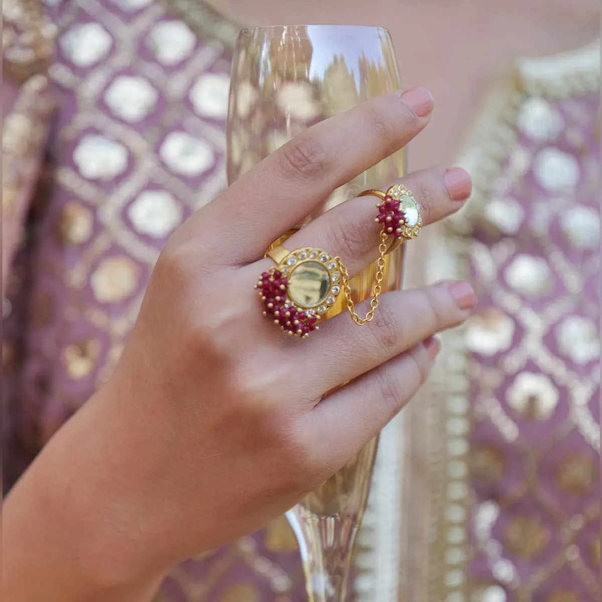 Rani Statement Ring - Pink Hued Stone