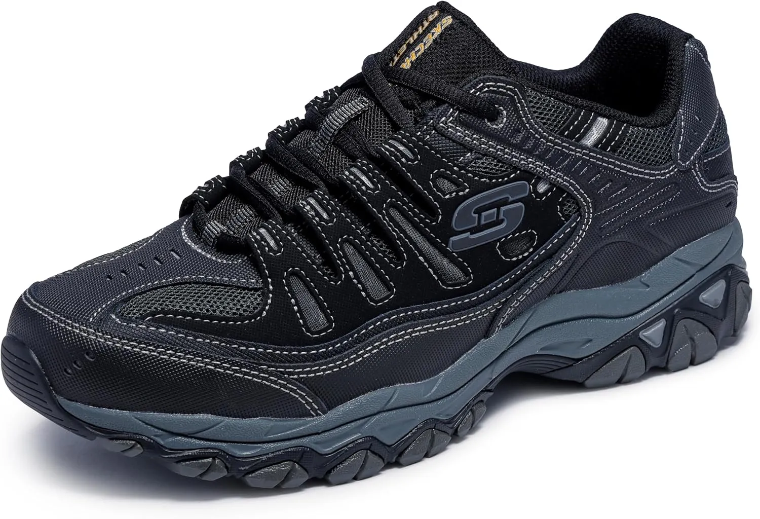 Skechers Men's Afterburn M. Fit Fashion Sneakers ?C Leather Upper, Memory Foam Insole, Rubber Outsole