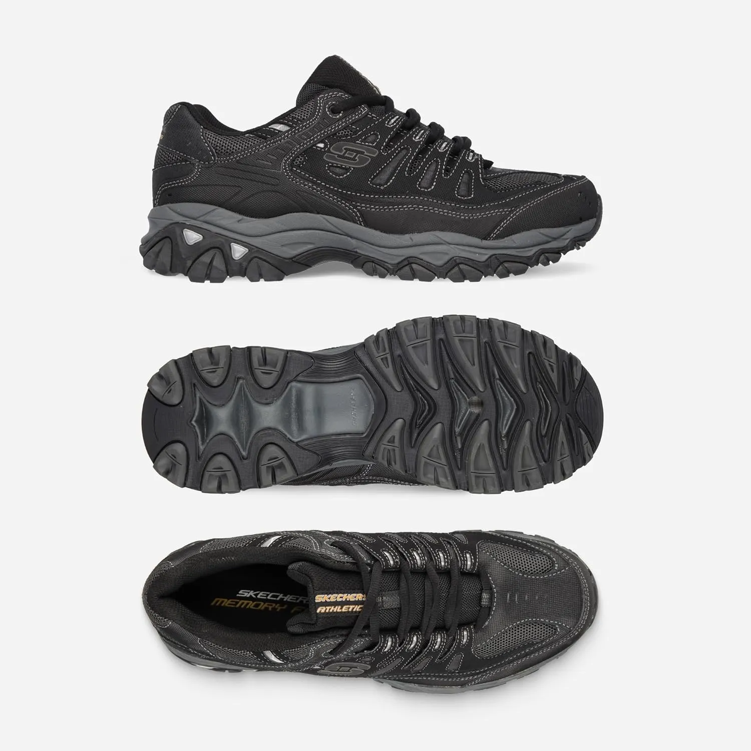 Skechers Men's Afterburn M. Fit Fashion Sneakers ?C Leather Upper, Memory Foam Insole, Rubber Outsole